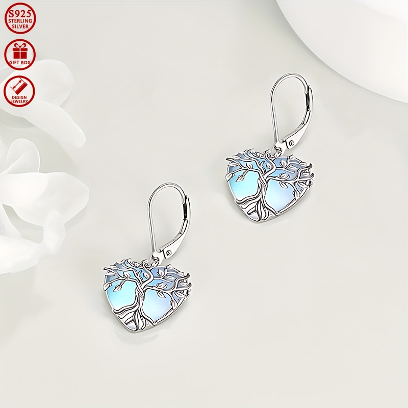 Moonstone Dangle Earrings 925 Silver Lightweight